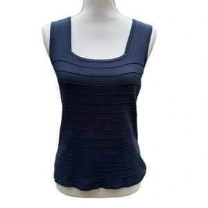 erin london Navy Blue Square Neck Fitted Tank Top Size Small